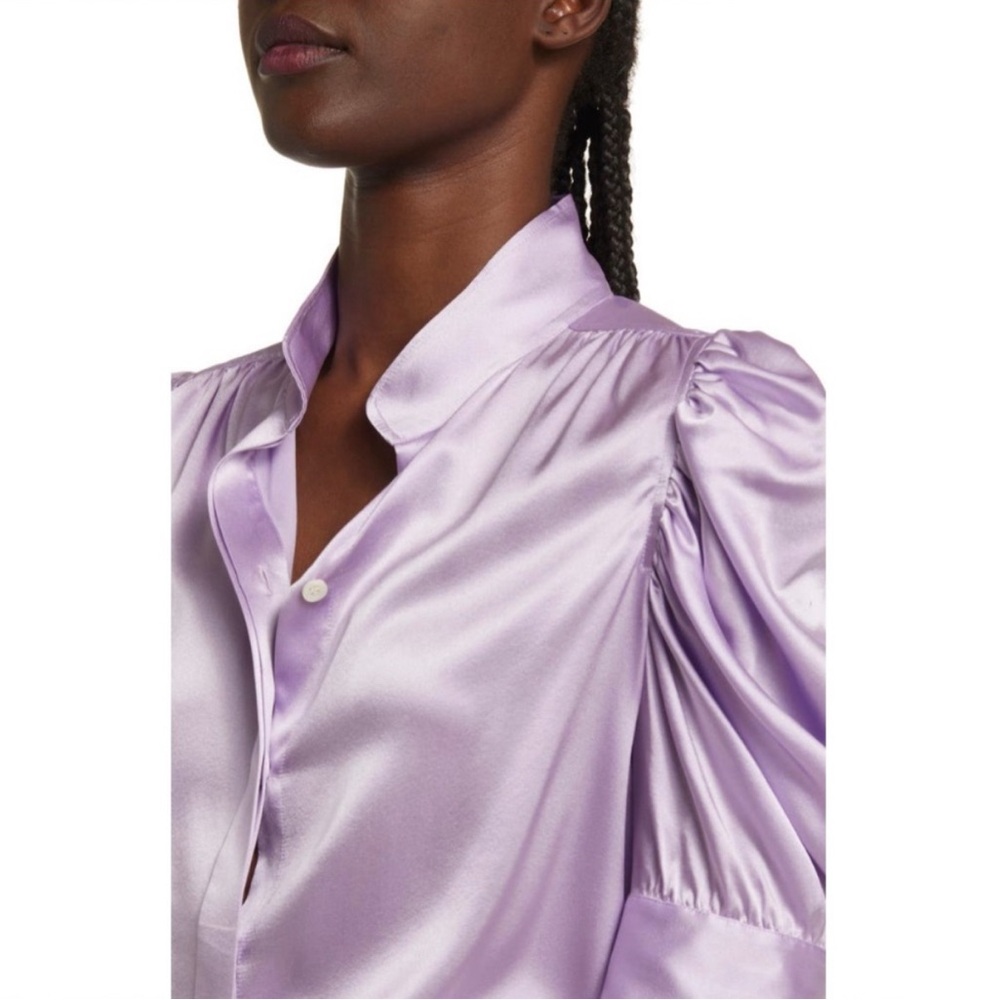 FRAME Gillian Stretch Silk Blouse in Lilac Size S - Picture 5 of 16